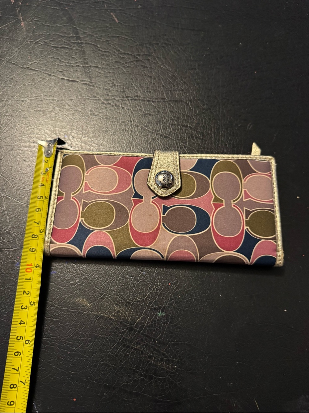 Coach Multicolor Signature Continental Wallet in Pink, Navy & Olive
